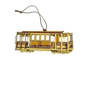 San Francisco Christmas Holiday Cable Car Gold Tone Metal Filigree MICO 1999